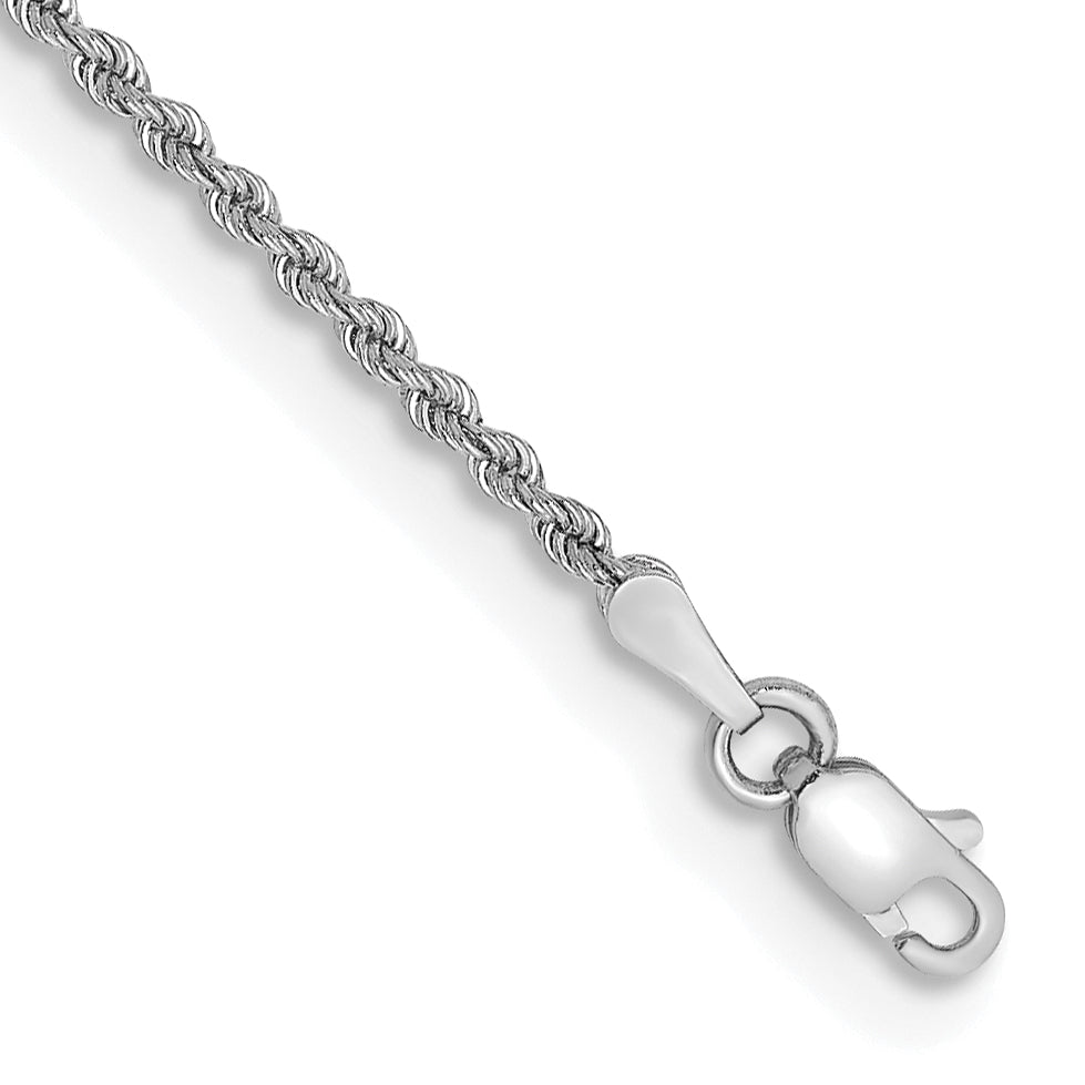 14K White Gold 8 Inch 2Mm Regular Rope With Lobster Clasp Chain