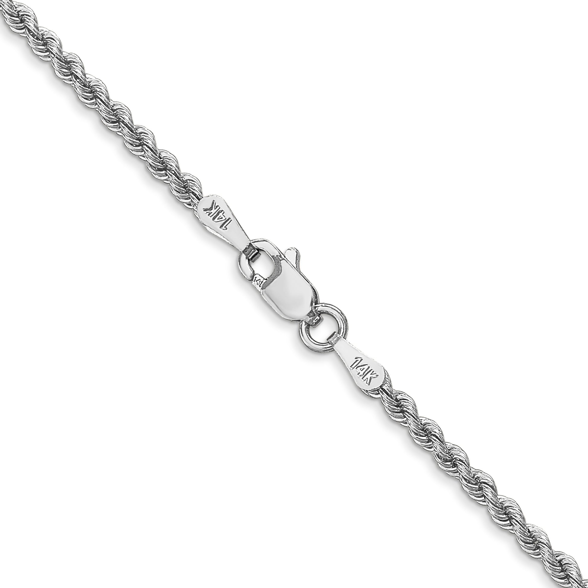 14K White Gold 20 Inch 2.25Mm Regular Rope With Lobster Clasp Chain