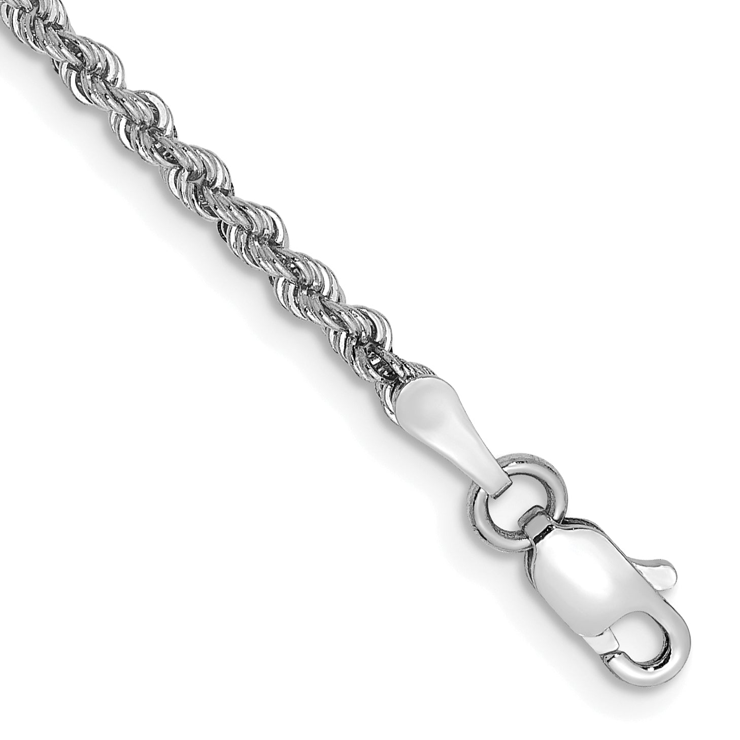 14K White Gold 7 Inch 2.25Mm Regular Rope With Lobster Clasp Chain