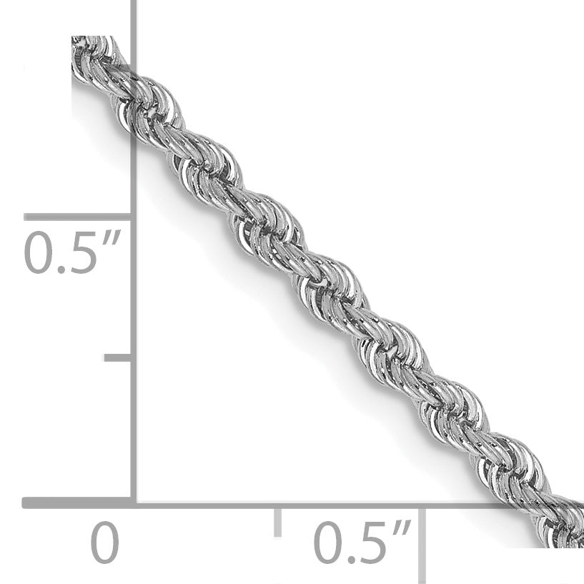 14K White Gold 24 Inch 2.5Mm Regular Rope With Lobster Clasp Chain
