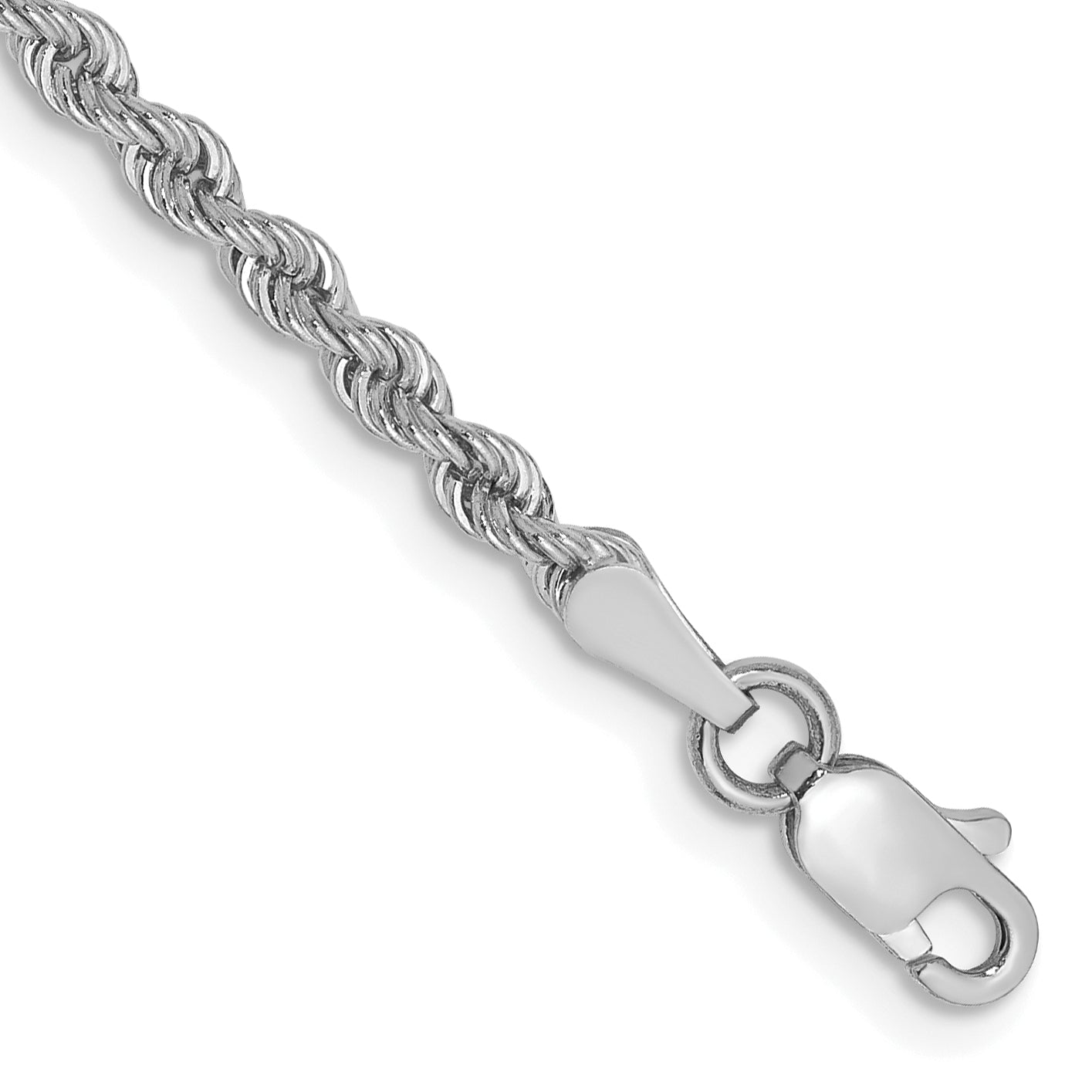 14K White Gold 7 Inch 2.5Mm Regular Rope With Lobster Clasp Chain