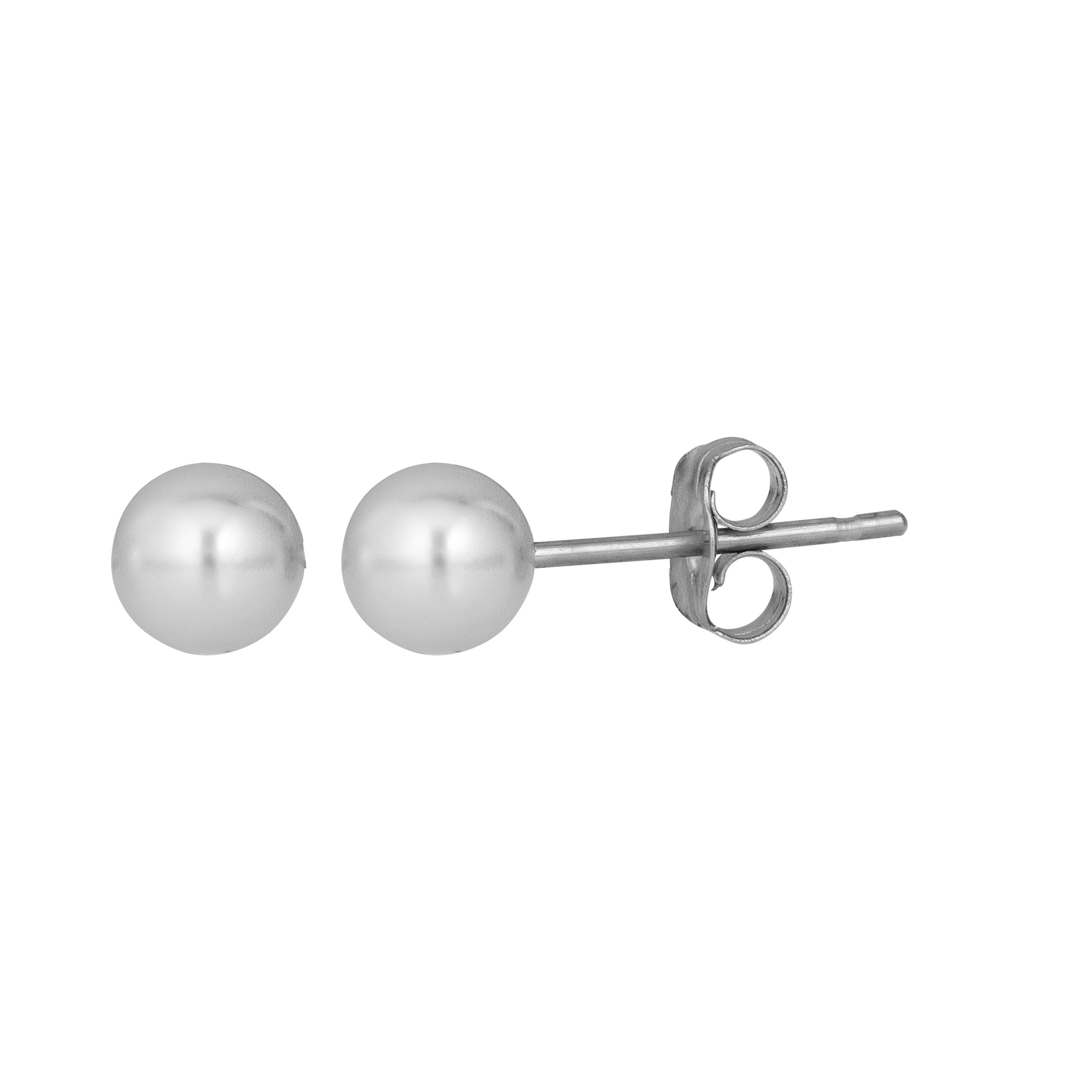 14K White Gold 5MM Pearl Stud Earring