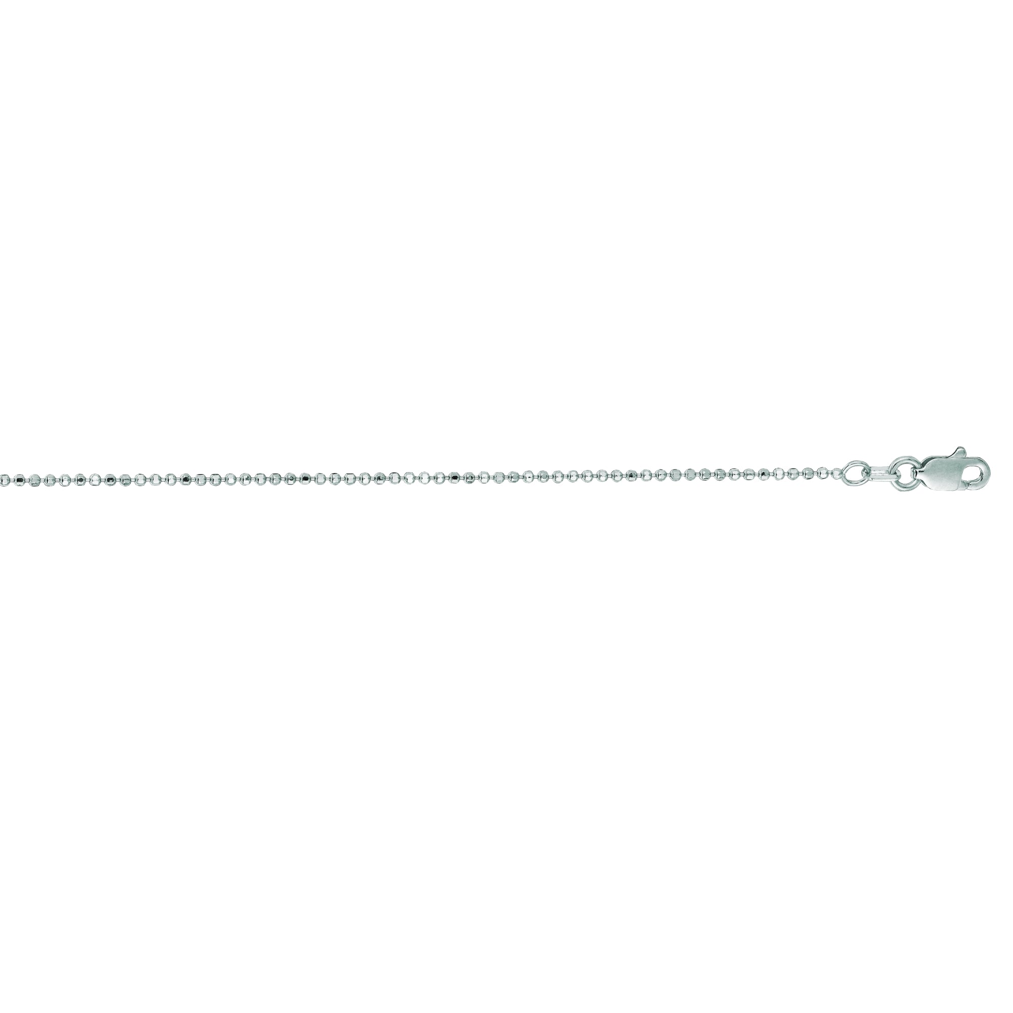 14K White Gold 1.1mm Diamond Cut Bead 20" Chain with Lobster Lock
