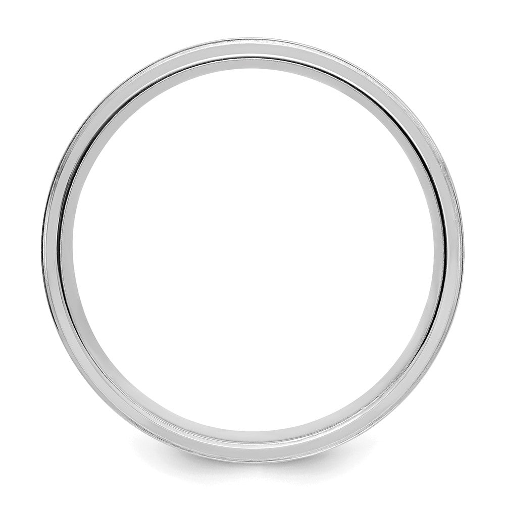 14k White Gold 6mm Lightweight Comfort Fit Brushed Satin/Polished Line Edge Wedding Band Size 10.5