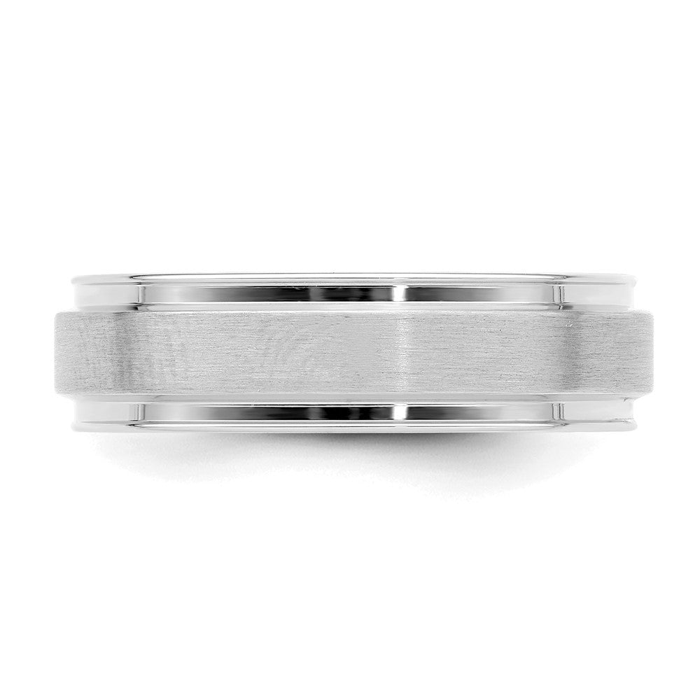 14k White Gold 6mm Heavyweight Comfort Fit Brushed Satin Fancy Wedding Band Size 10