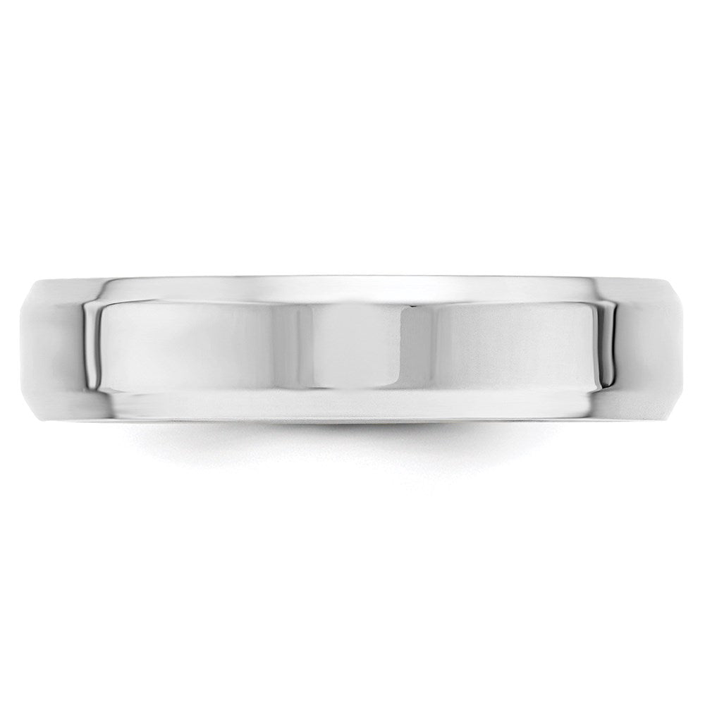 14k White Gold 5mm Beveled Edge Comfort Fit Wedding Band Size 11