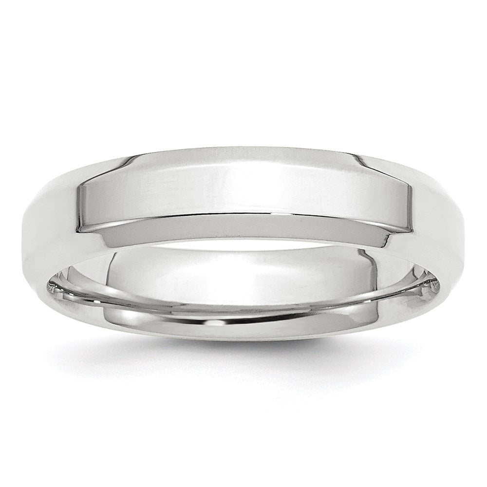 10k White Gold 5mm Beveled Edge Comfort Fit Wedding Band Size 10