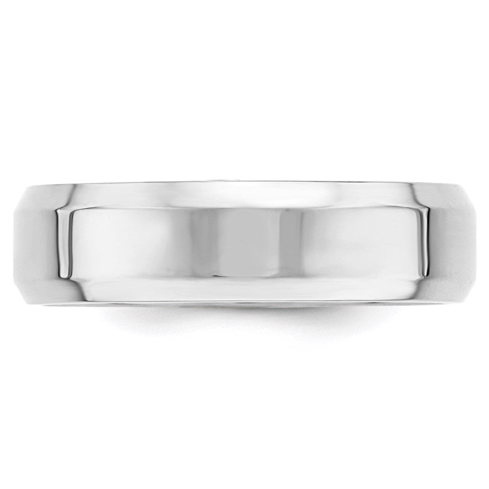 14k White Gold 6mm Beveled Edge Comfort Fit Wedding Band Size 7.5