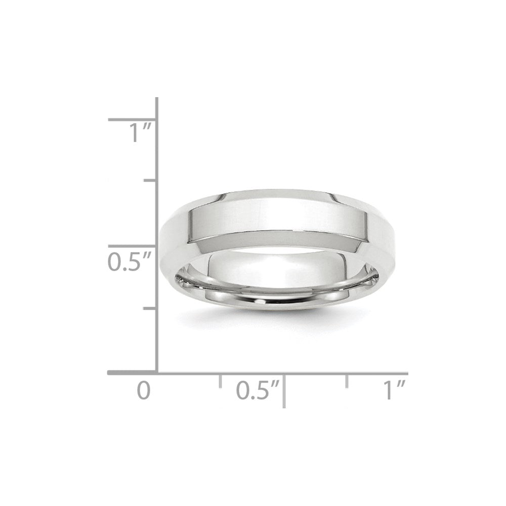 10k White Gold 6mm Beveled Edge Comfort Fit Wedding Band Size 9