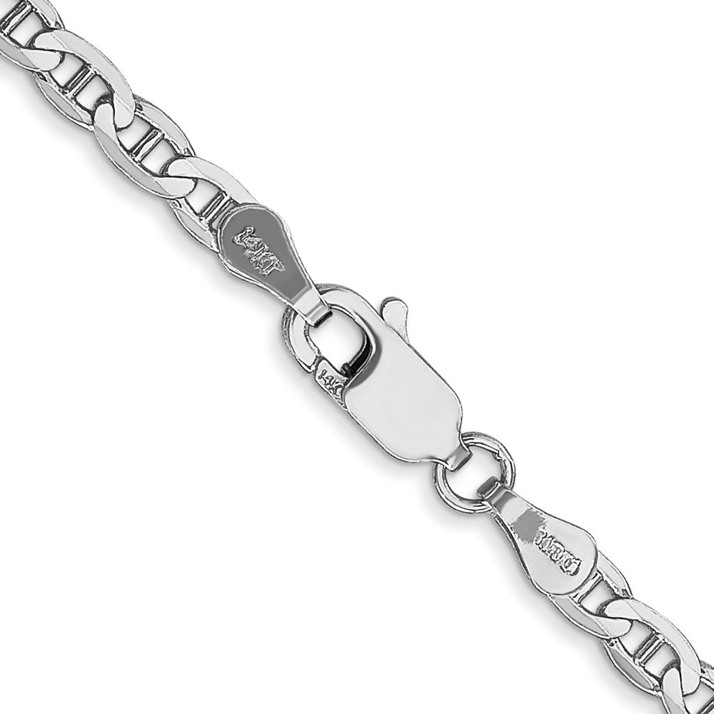 14K White Gold 18 inch 3mm Concave Anchor with Lobster Clasp Chain