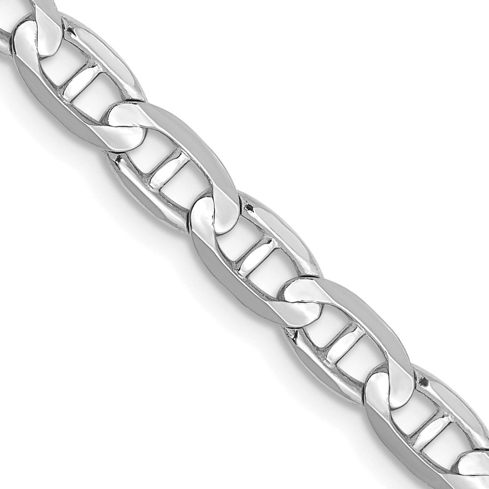 14K White Gold 8 inch 3.75mm Concave Anchor with Lobster Clasp Chain