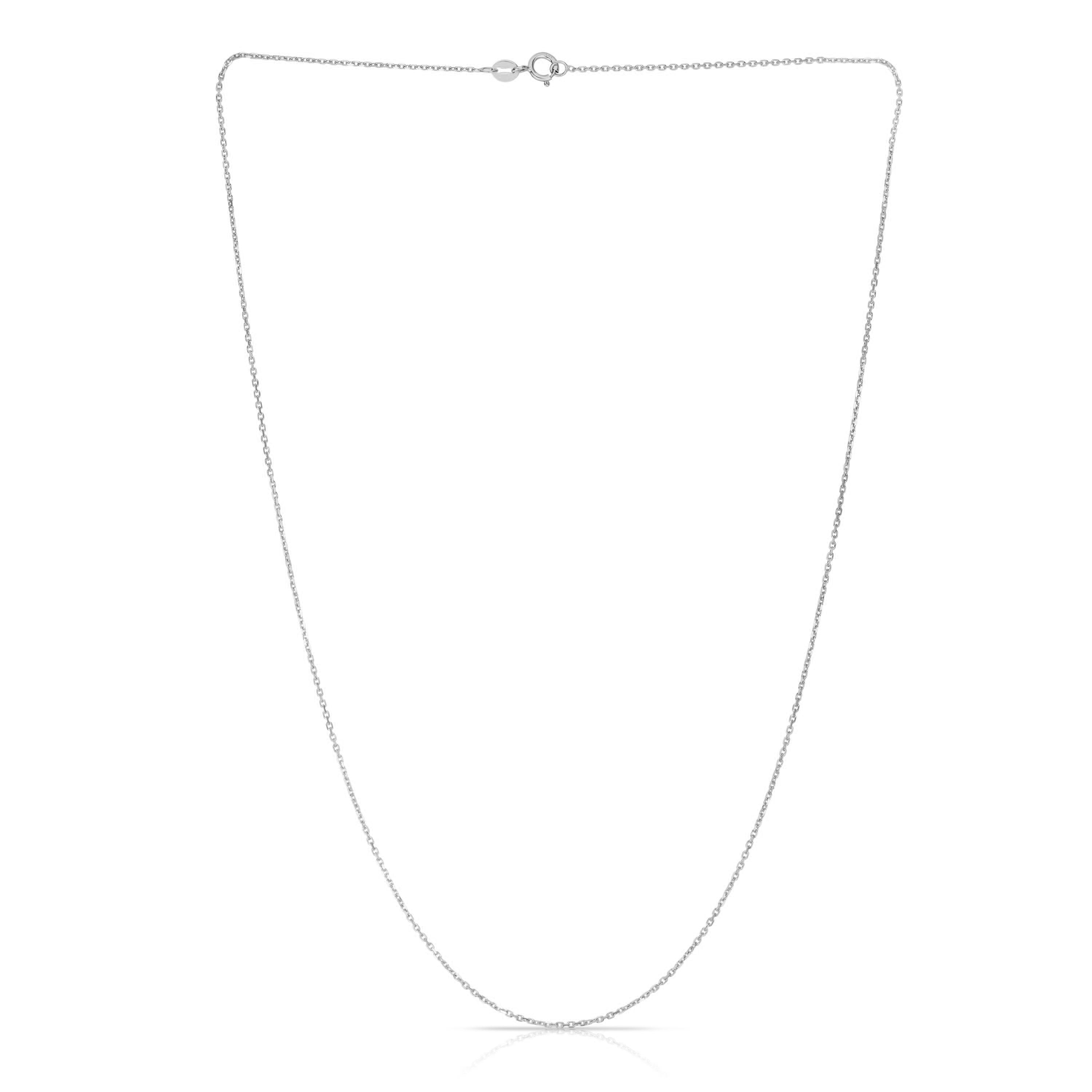 14K White Gold 1.1mm Diamond Cut Cable Chain with Spring Ring