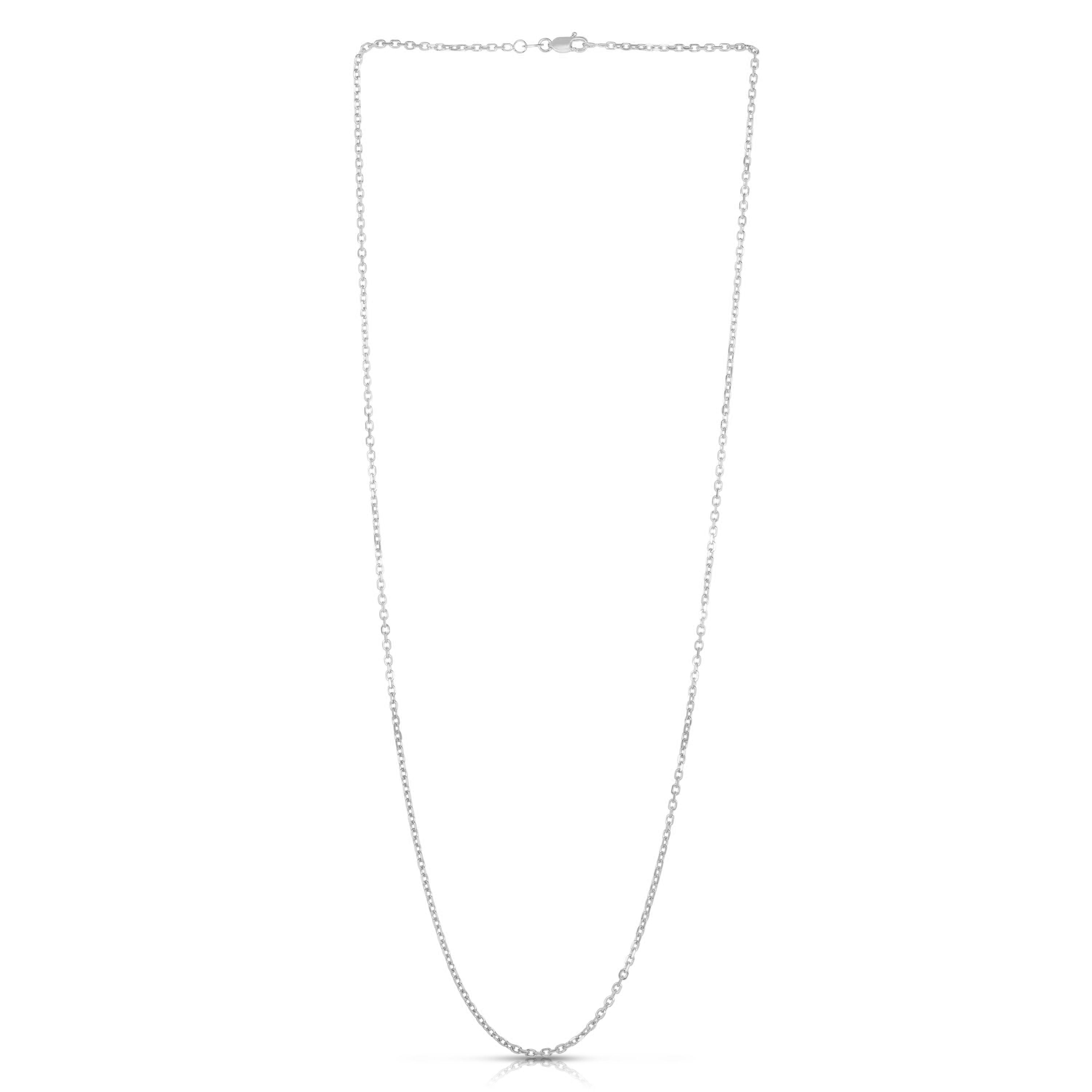 14K White Gold 1.9mm Diamond Cut Cable 30" Chain with Lobster Lock