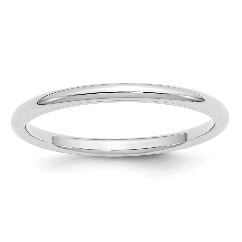 10k White Gold 2mm Standard Weight Comfort Fit Wedding Band Size 6.5