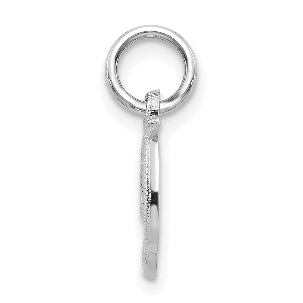 14KW White Gold Casted Script Letter D Initial Charm