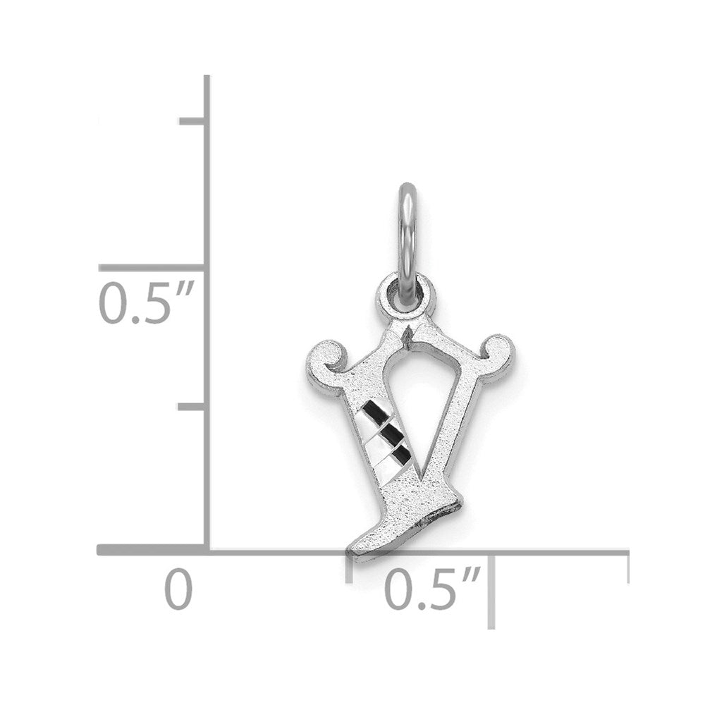14KW Diamond-cut Letter V Initial Charm