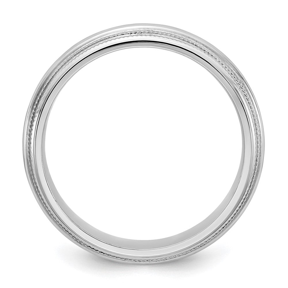 14k White Gold 5mm Double Milgrain Comfort Fit Wedding Band Size 4.5