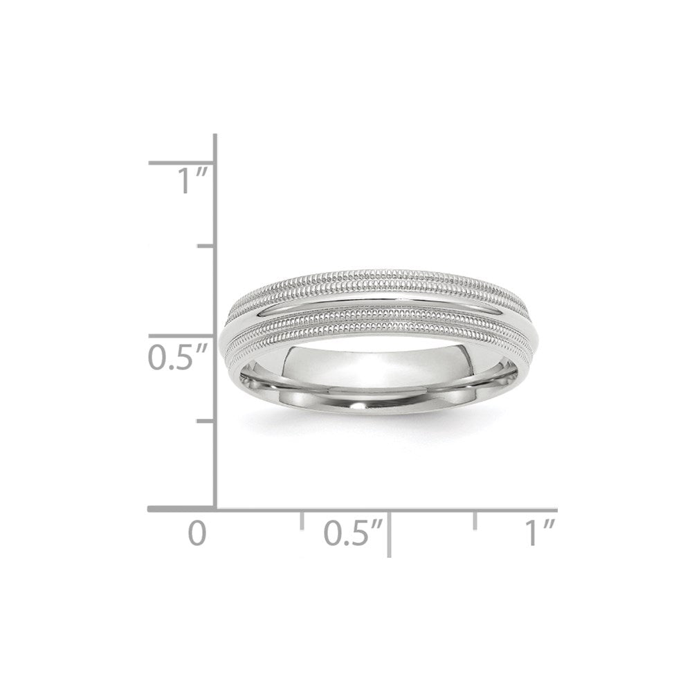 14k White Gold 5mm Double Milgrain Comfort Fit Wedding Band Size 11.5