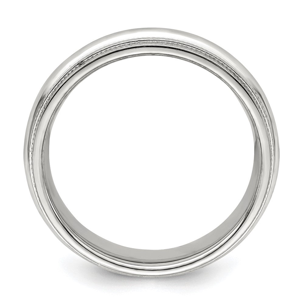 14k White Gold 6mm Double Milgrain Comfort Fit Wedding Band Size 5.5