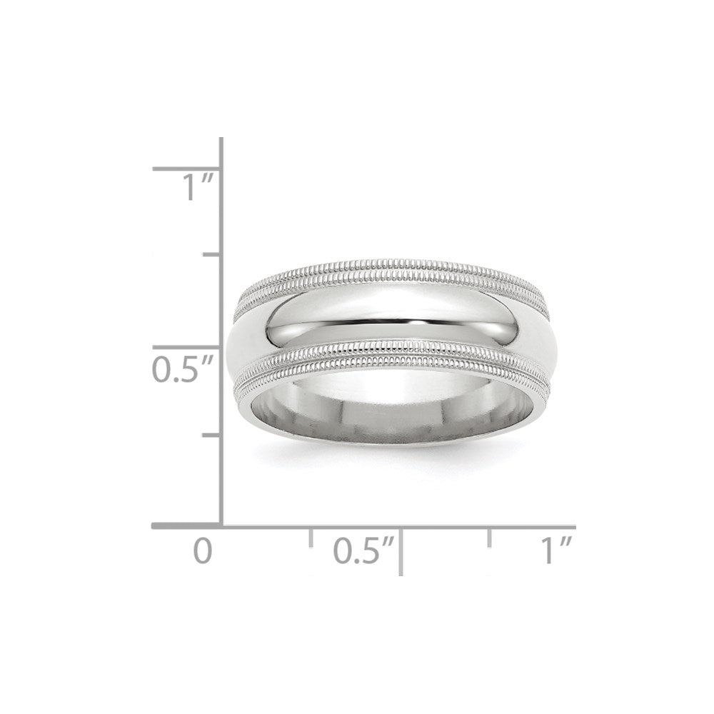 10k White Gold 8mm Double Milgrain Comfort Fit Wedding Band Size 12.5
