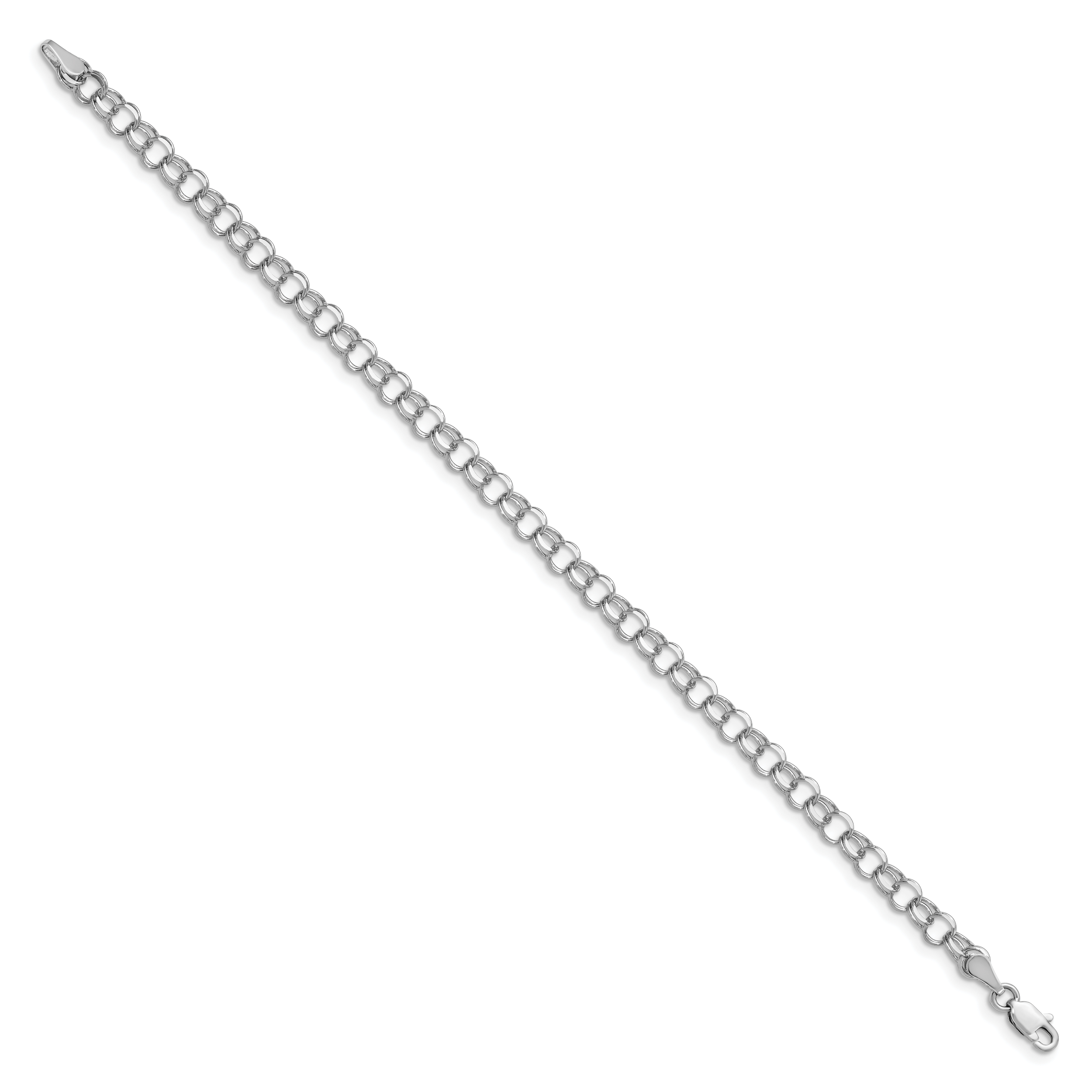 14K White Gold Double Link Charm Bracelet