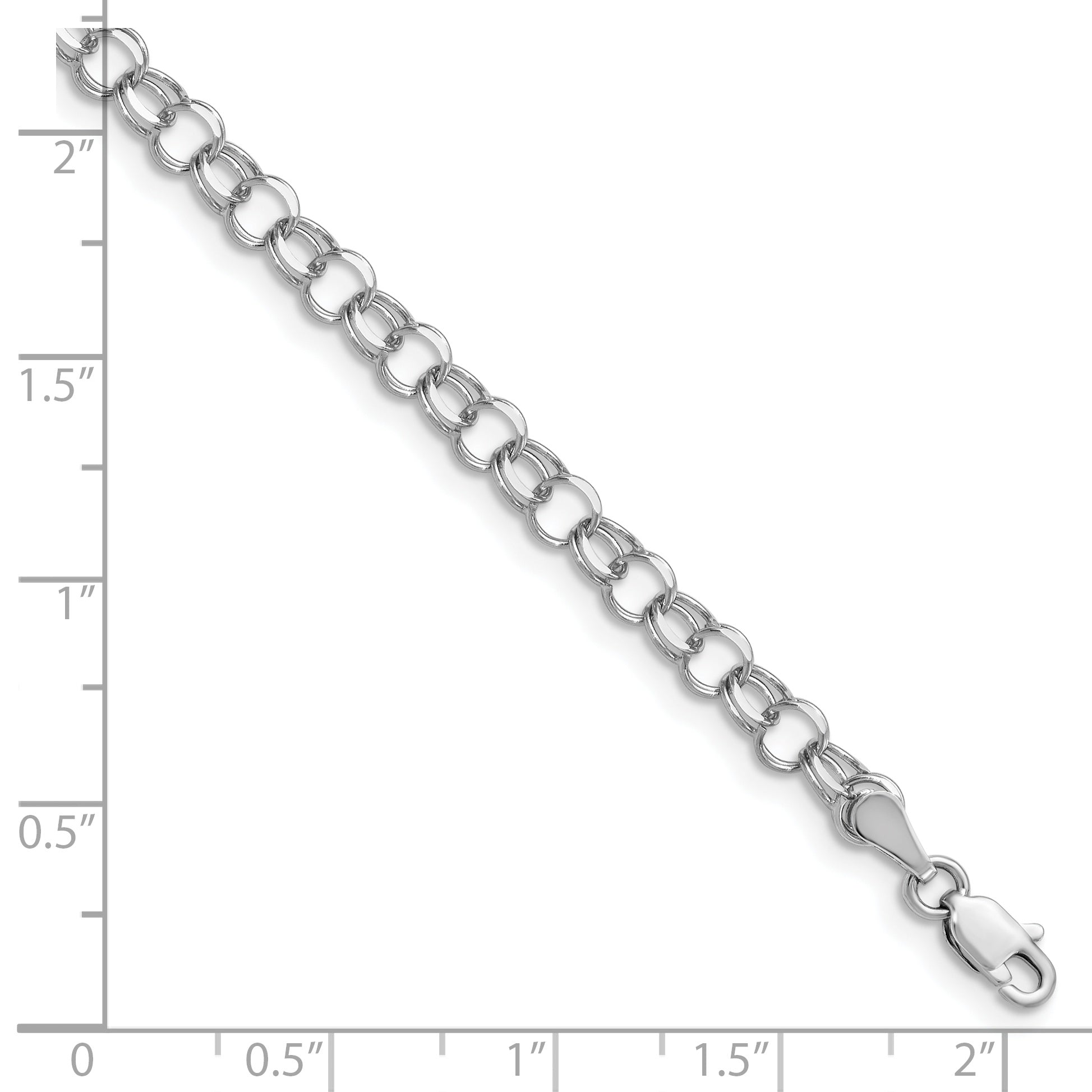 14K White Gold Double Link Charm Bracelet
