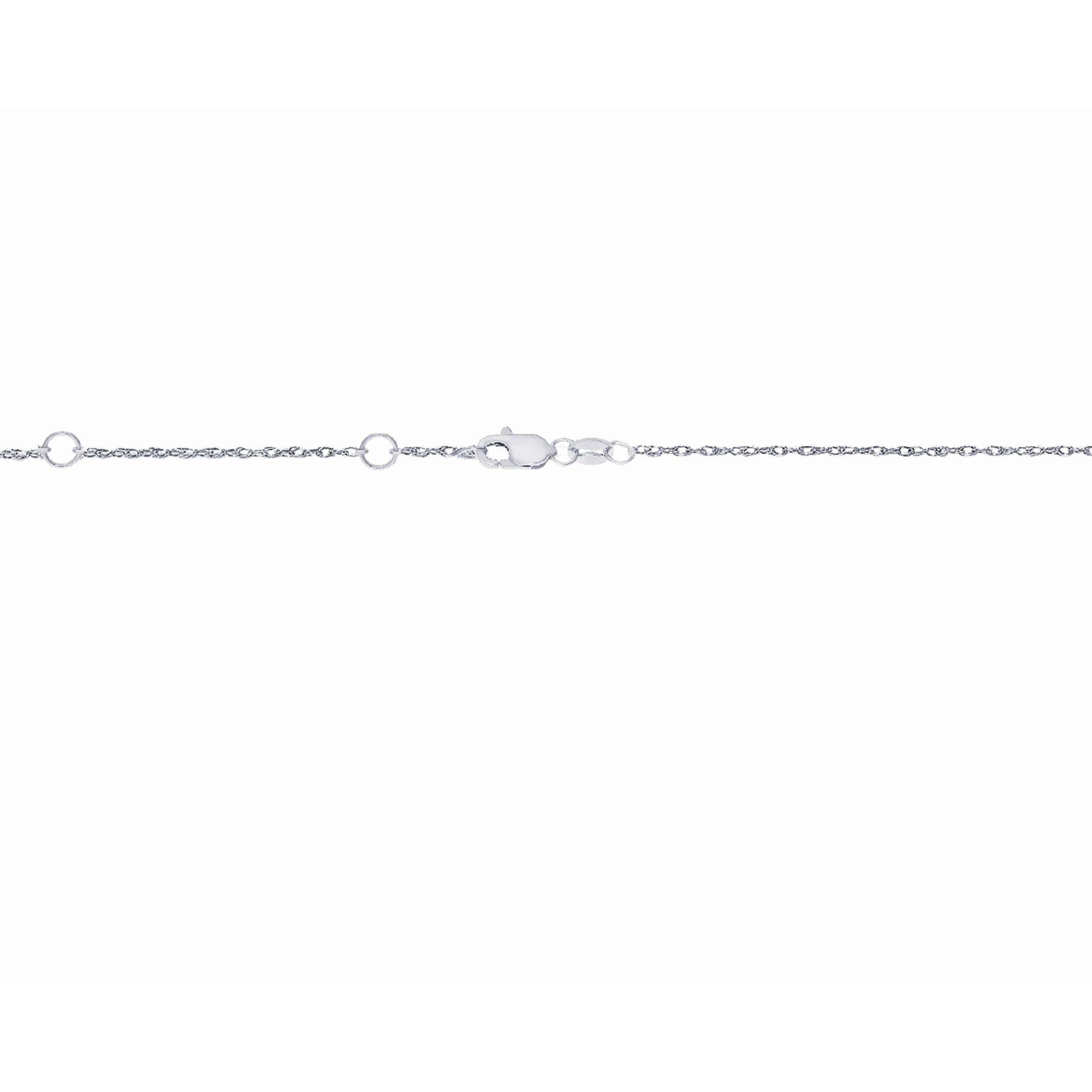 14K White Gold .5mm Double Extendable Rope 18" Chain (Jump Ring at 16 and 17 inch) with Spring Ring