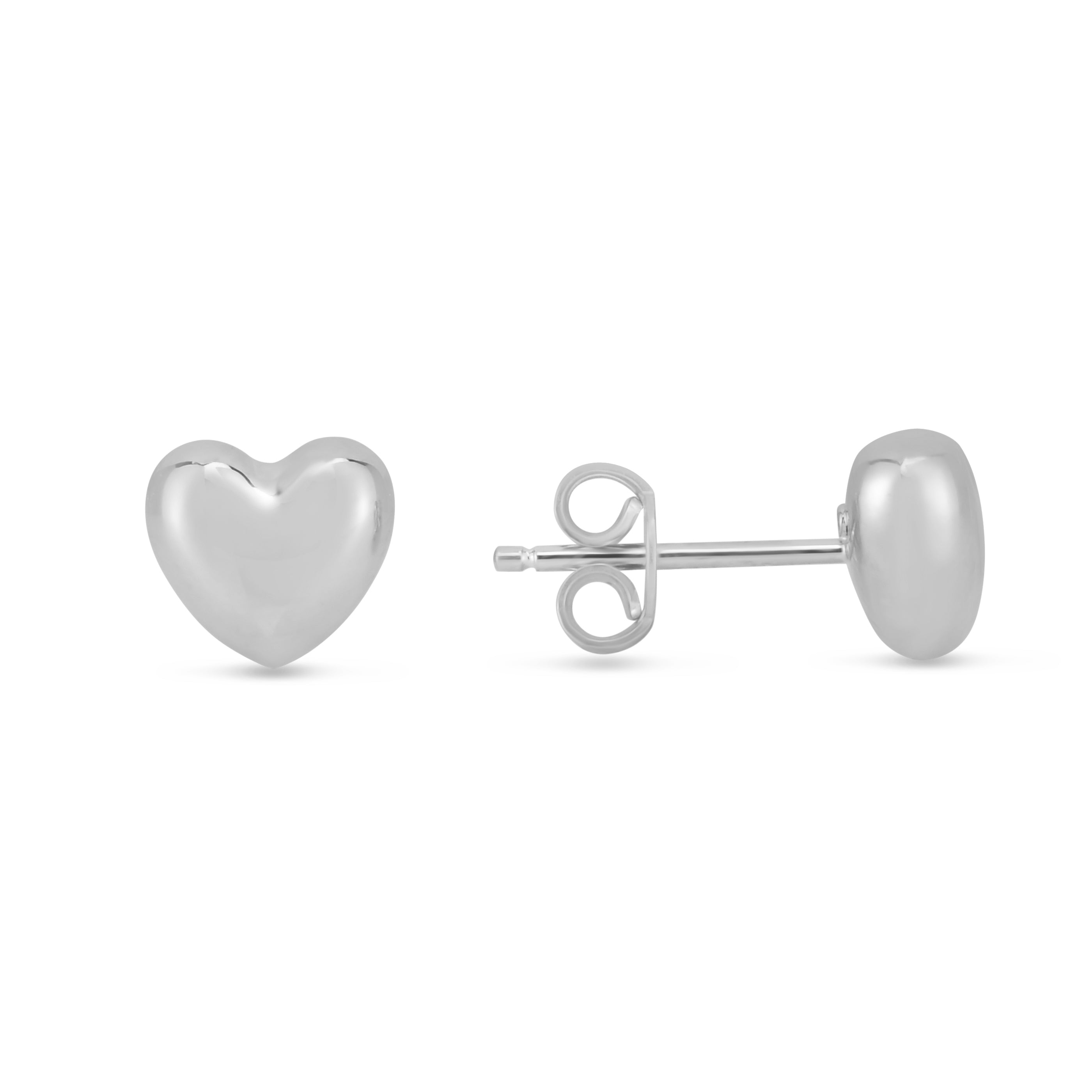 14K White Gold Small Polished Heart Post Earring