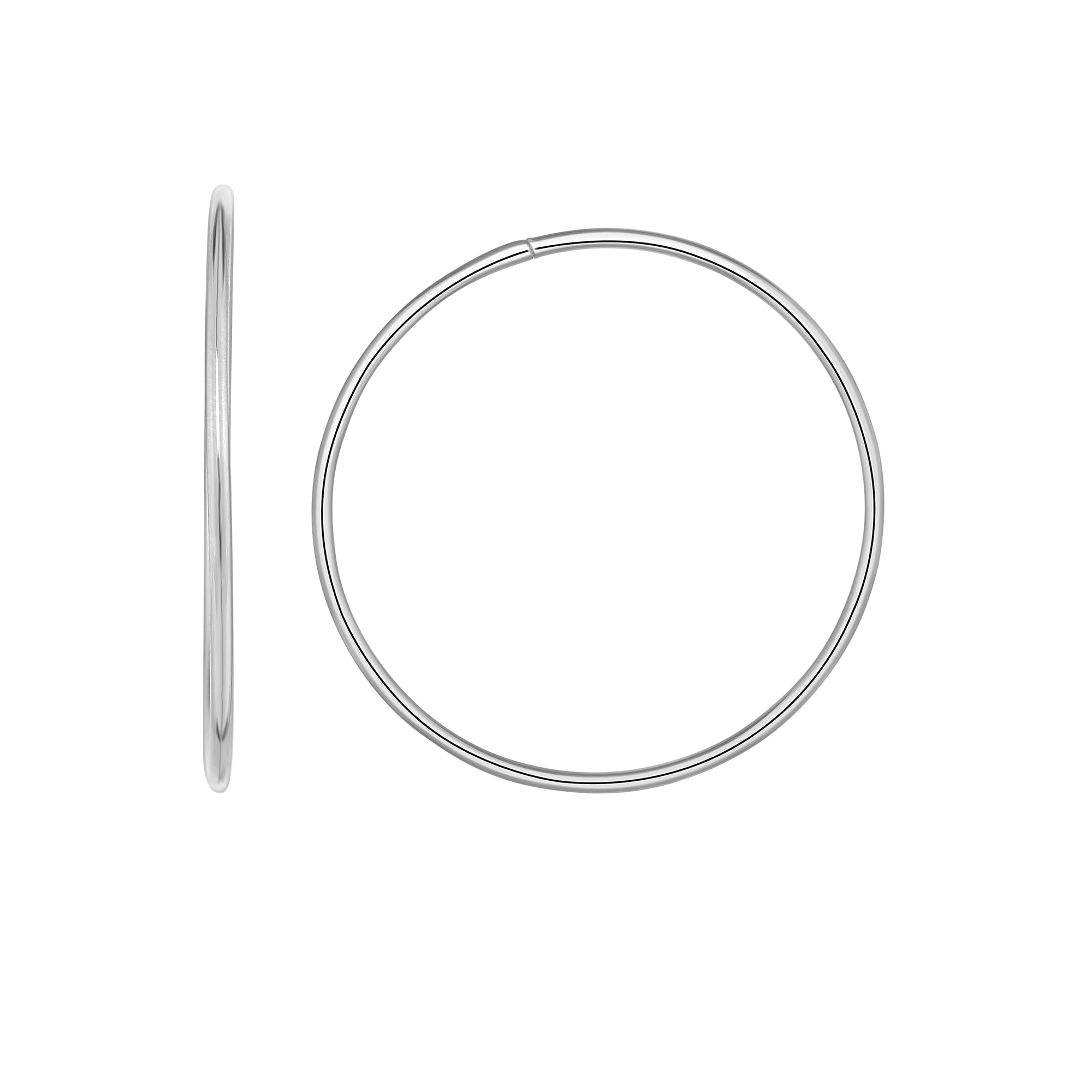 14K White Gold 1.2x30mm Endless Hoop Earring