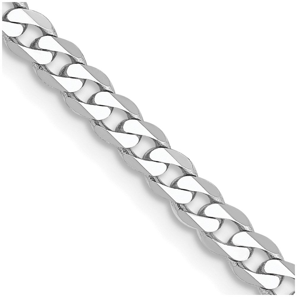 14K White Gold 18 inch 2.9mm Flat Beveled Curb with Lobster Clasp Chain