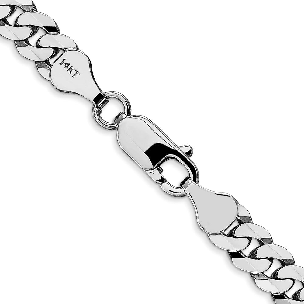 14K White Gold 24 inch 6.25mm Flat Beveled Curb with Lobster Clasp Chain