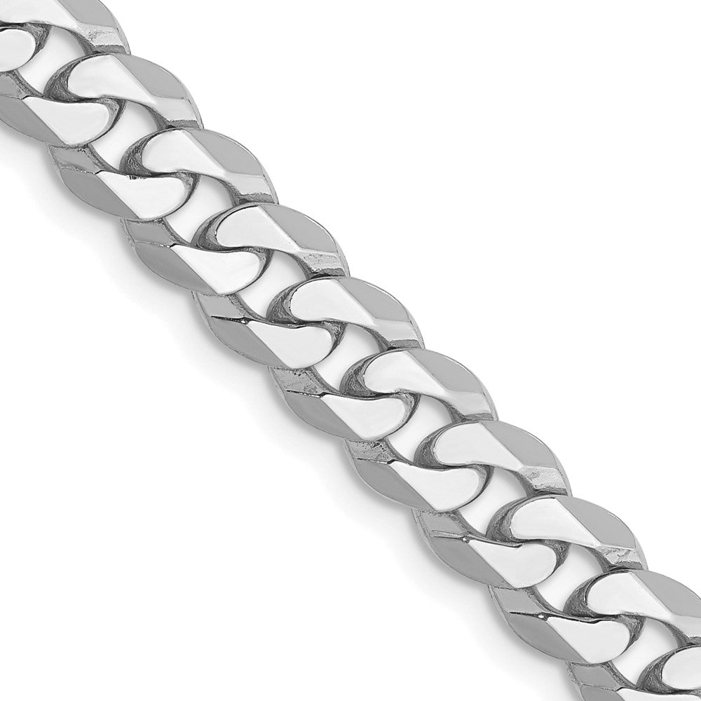 14K White Gold 24 inch 6.25mm Flat Beveled Curb with Lobster Clasp Chain