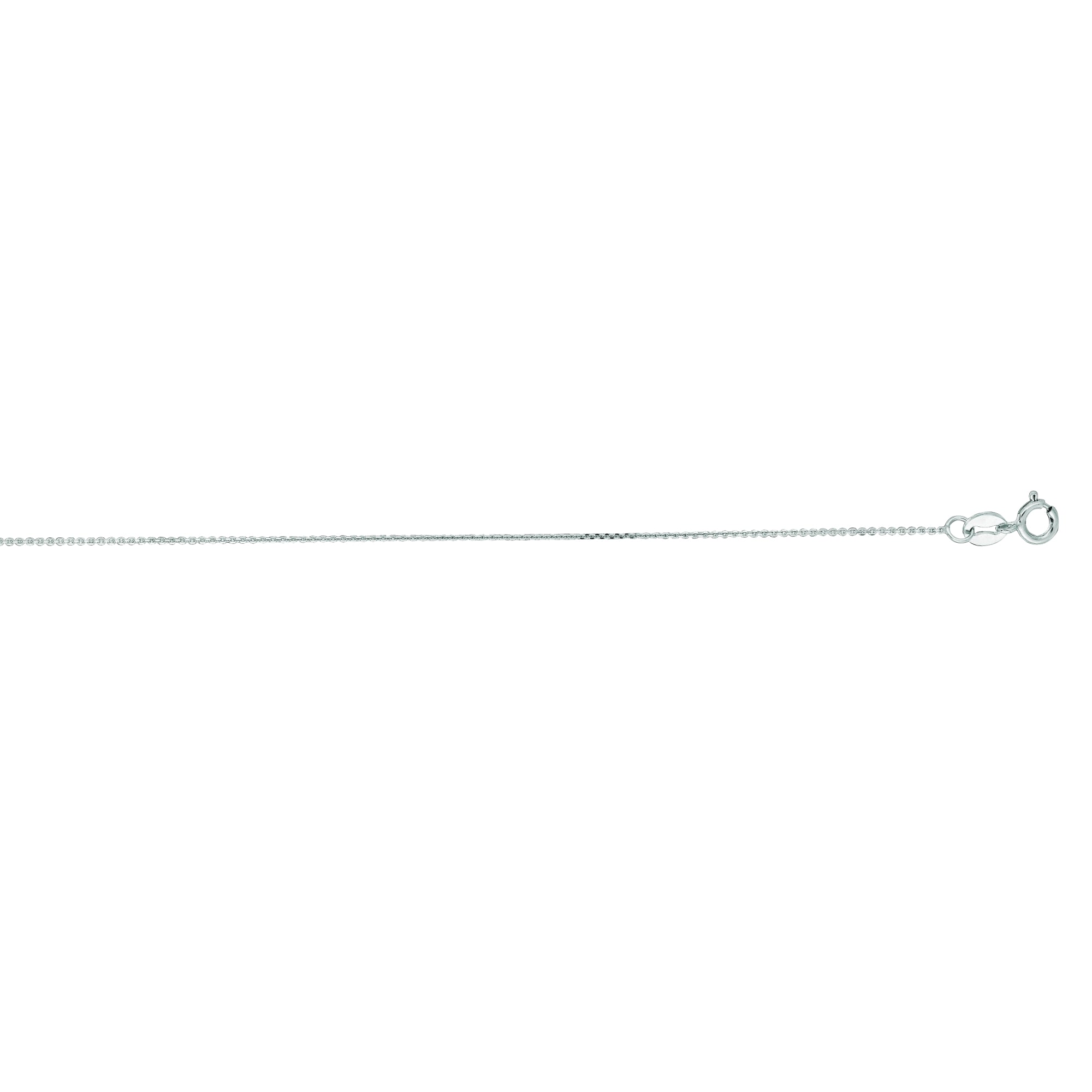 14K White Gold 0.5mm Diamond Cut Flat Cable 20" Chain with Spring Ring