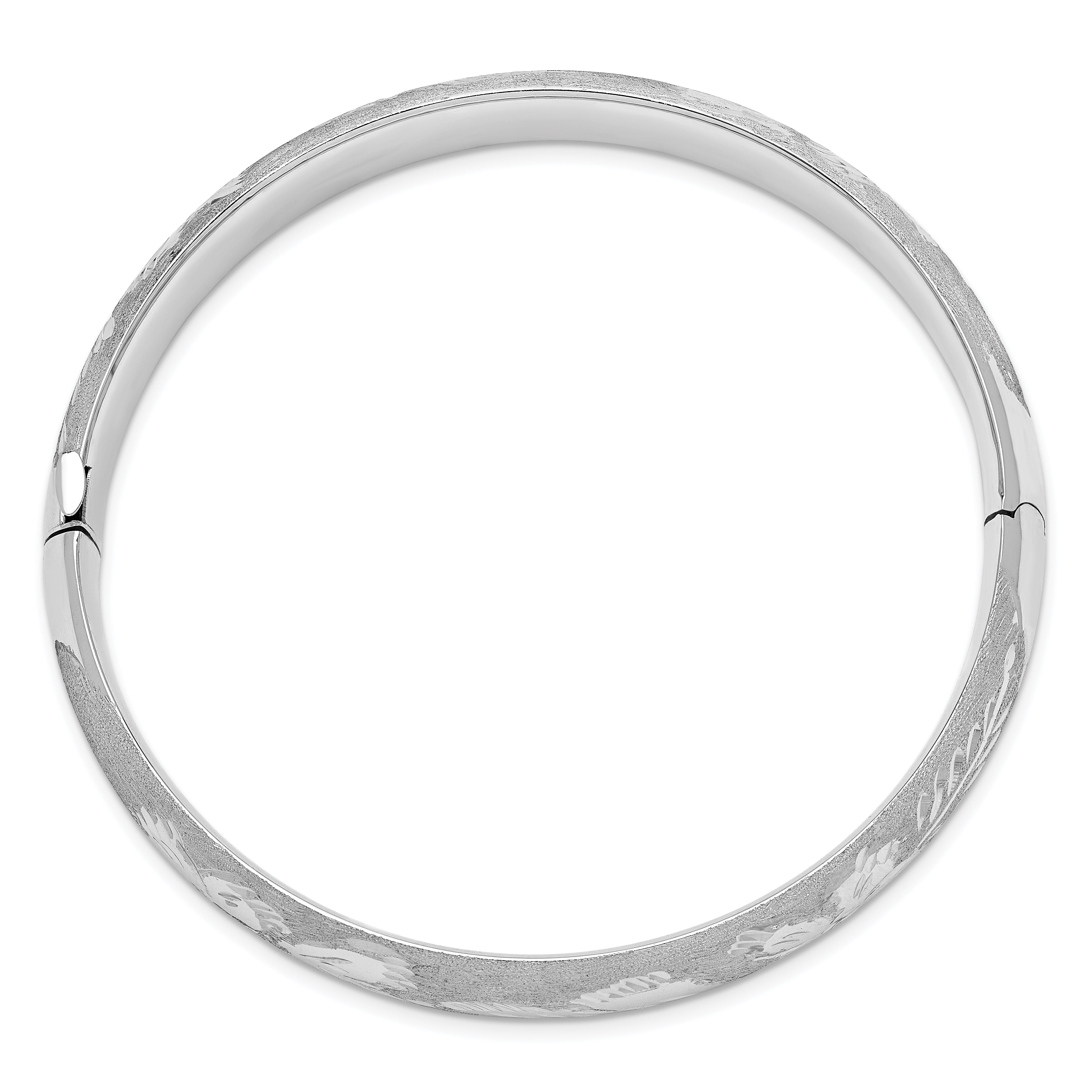 14k 7/16 White Gold Florentine Engraved 10.00mm Hinged Round Bangle Bracelet