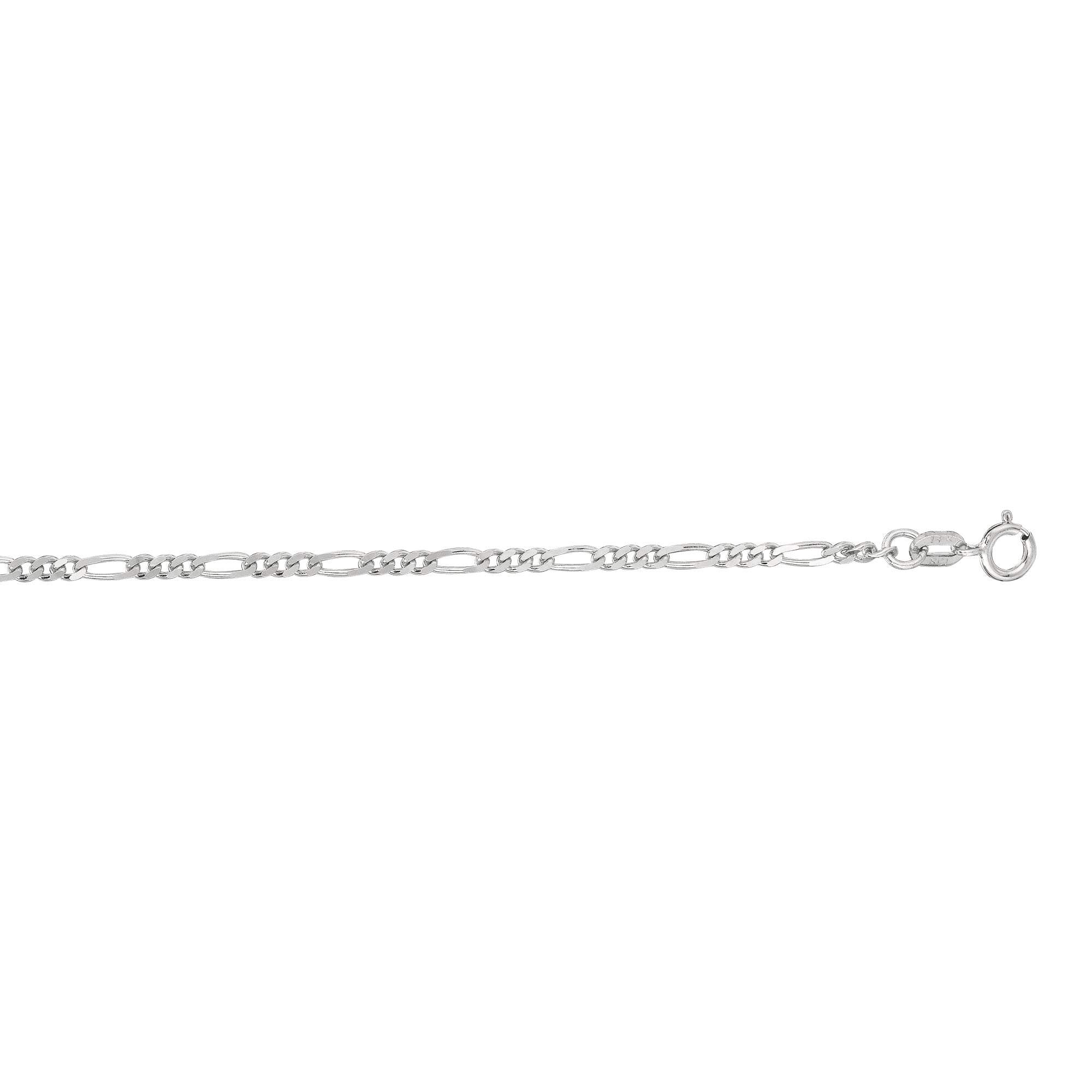 14K White Gold 1.9mm Figaro 24" Chain with Spring Ring