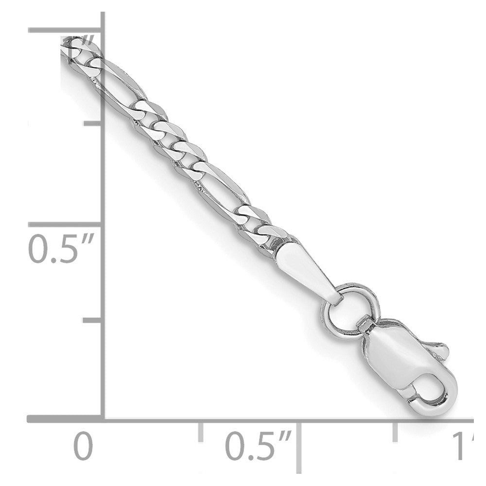14K White Gold 9 inch 2.25mm Flat Figaro with Lobster Clasp Anklet
