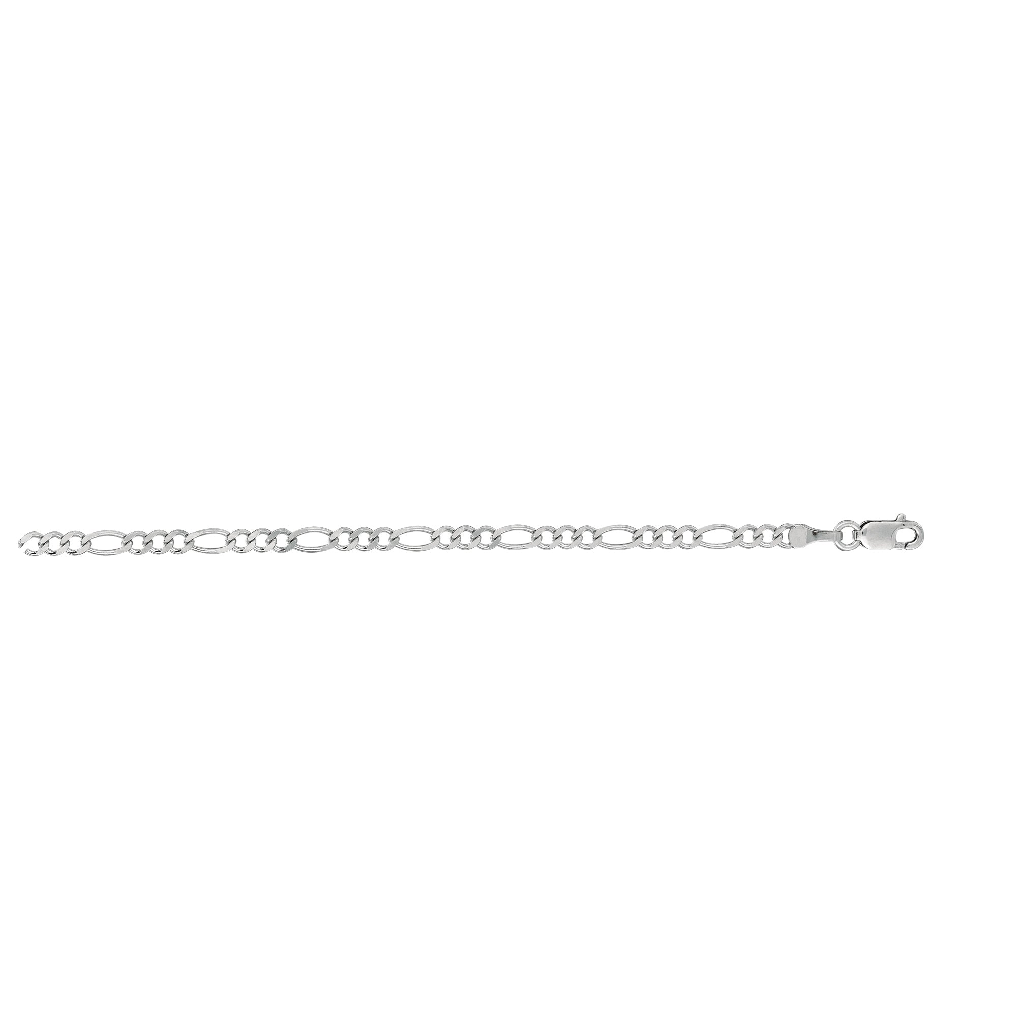 14K White Gold 10 Inch 2.25Mm Flat Figaro With Lobster Clasp Anklet