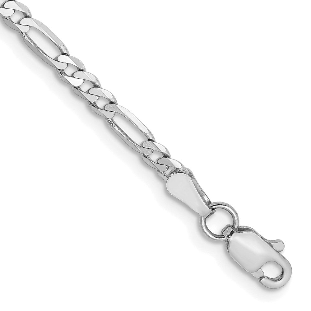 14K White Gold 9 inch 2.75mm Flat Figaro with Lobster Clasp Anklet