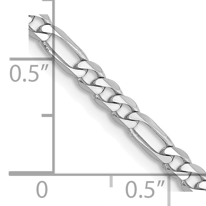14K White Gold 16 Inch 3Mm Flat Figaro With Lobster Clasp Chain