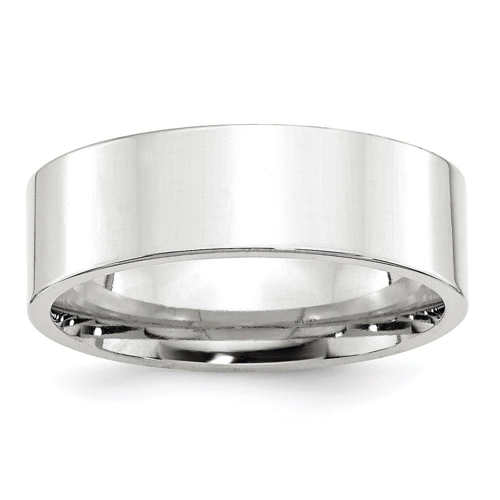 10k White Gold 7mm Standard Weight Flat Comfort Fit Wedding Band Size 14