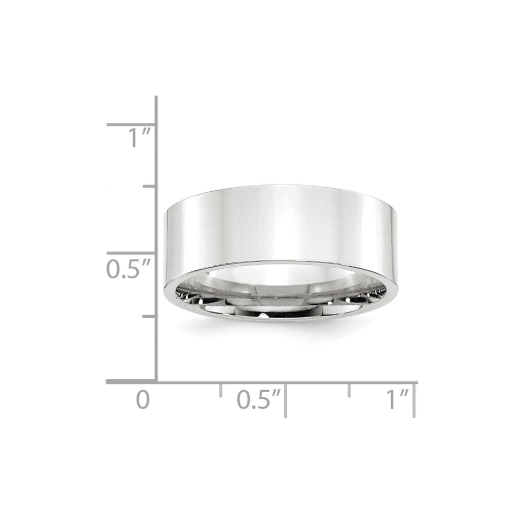 10k White Gold 8mm Standard Weight Flat Comfort Fit Wedding Band Size 6.5