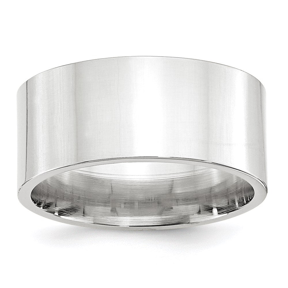 14k White Gold 10mm Standard Weight Flat Comfort Fit Wedding Band Size 6