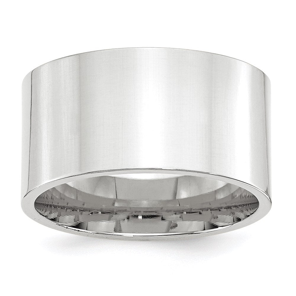 14k White Gold 12mm Standard Weight Flat Comfort Fit Wedding Band Size 12.5