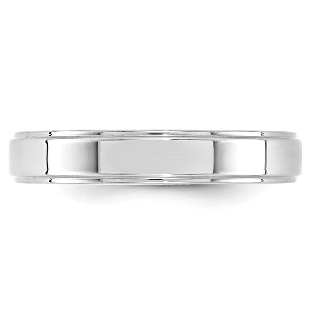 14k White Gold 4mm Flat with Step Edge Wedding Band Size 4.5