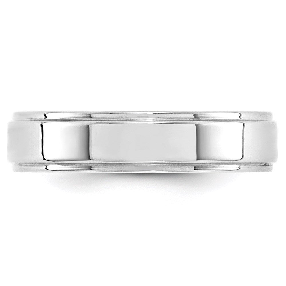 10k White Gold 5mm Flat with Step Edge Wedding Band Size 8