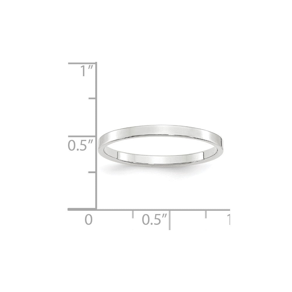 10k White Gold 2mm Lightweight Flat Wedding Band Size 5.5
