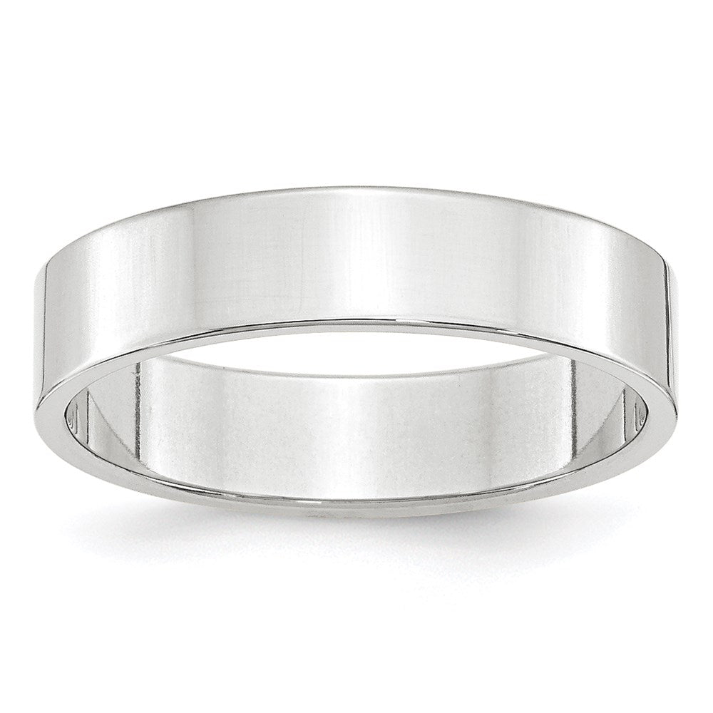 10k White Gold 5mm Lightweight Flat Wedding Band Size 11