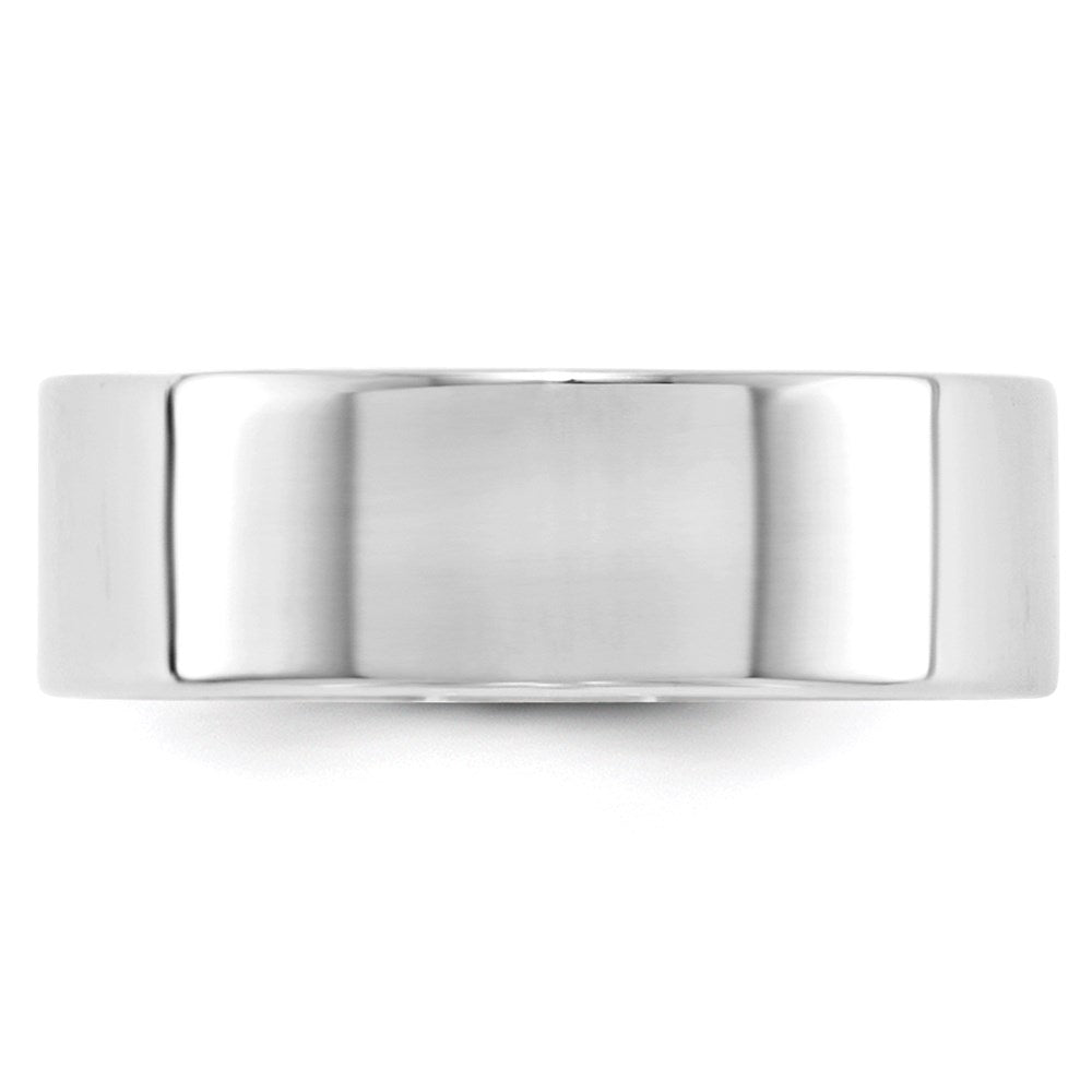 14k White Gold 7mm Lightweight Flat Wedding Band Size 8