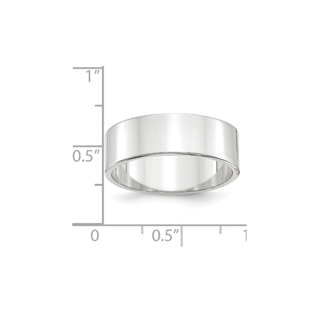 10k White Gold 7mm Lightweight Flat Wedding Band Size 7.5