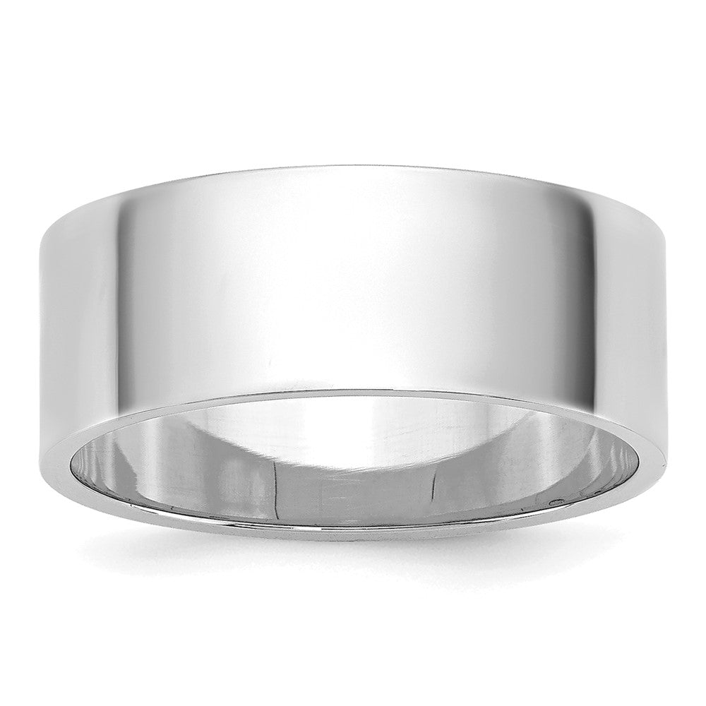 14k White Gold 7mm Lightweight Flat Wedding Band Size 8